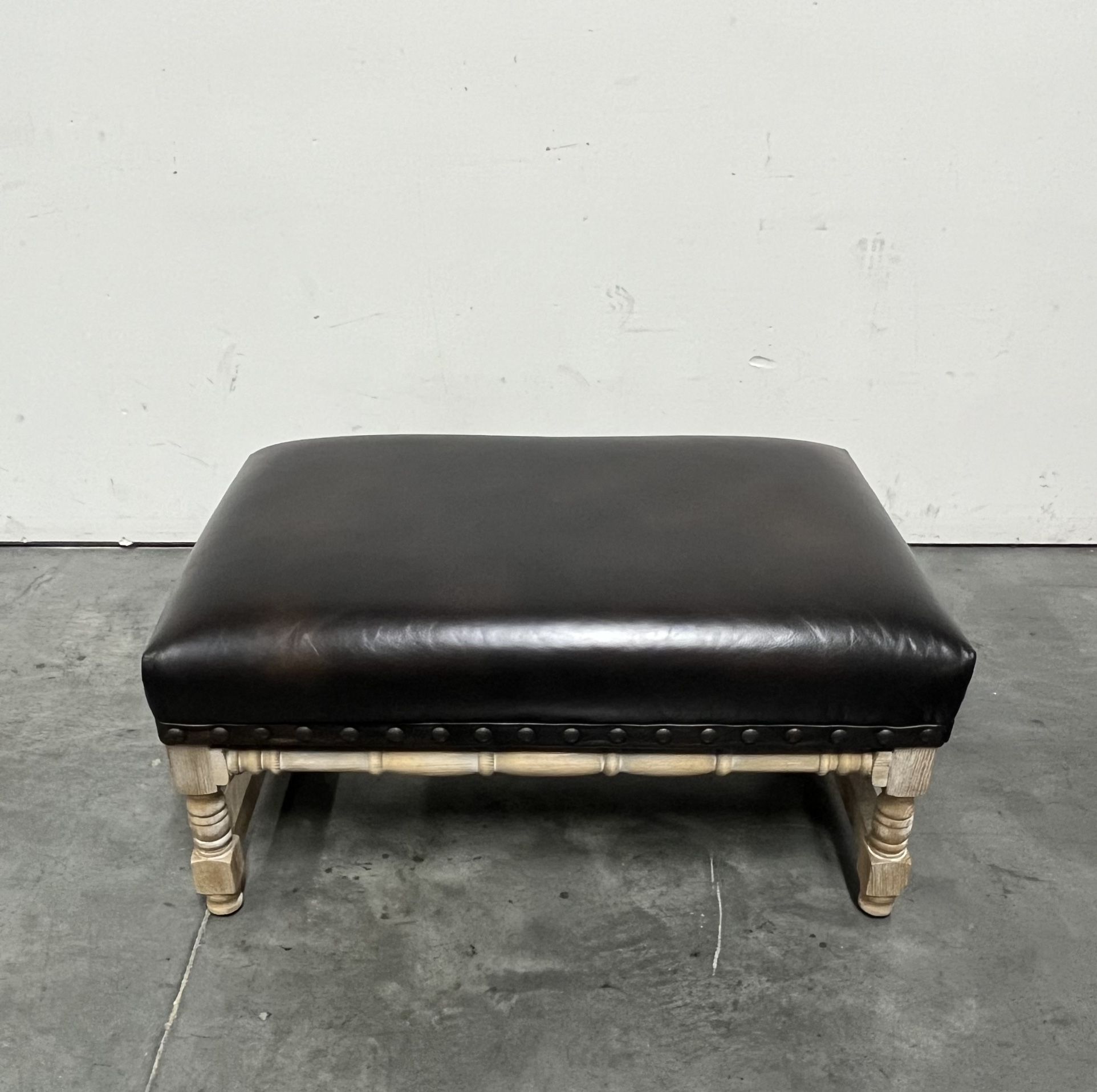 Classic Leather Coffee Table Ottoman