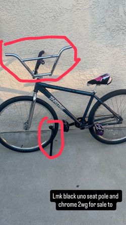 Chrome 2wg bars like new and black uno seat pole offers