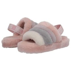 UGG Kids Fluff Yeah Quartz Multi Pastel Pink Purple Slide Slippers