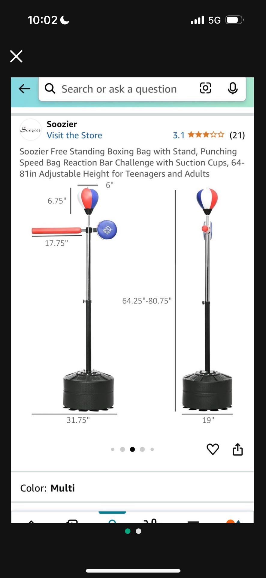 Standing punching Bag barely used 