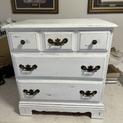 Single Vintage White Painted Nightstand/End Table 24”W x 26”H x15”D