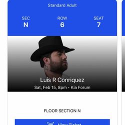 Concerts Tickets (4) Seat 6,7,8 And 9 On Row 6 Section N Floor Seating . Plus Preferred Packing 