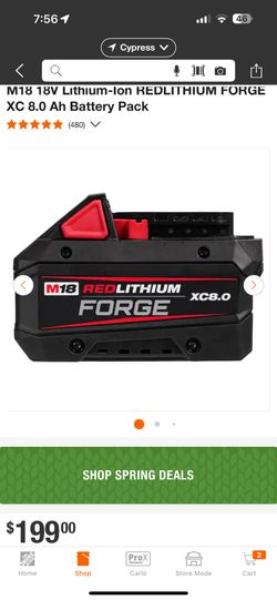 Milwaukee M18 18V Lithium-Ion REDLITHIUM FORGE XC 8.0 Ah Battery Pack