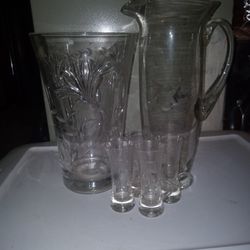Glass Pitcher And Vase
