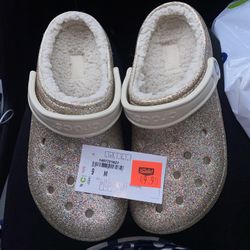 Gold Glitter Crocs