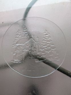Clear Glass Plate with Embossed Winter Scene