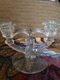 Double taper glass candle stick holder