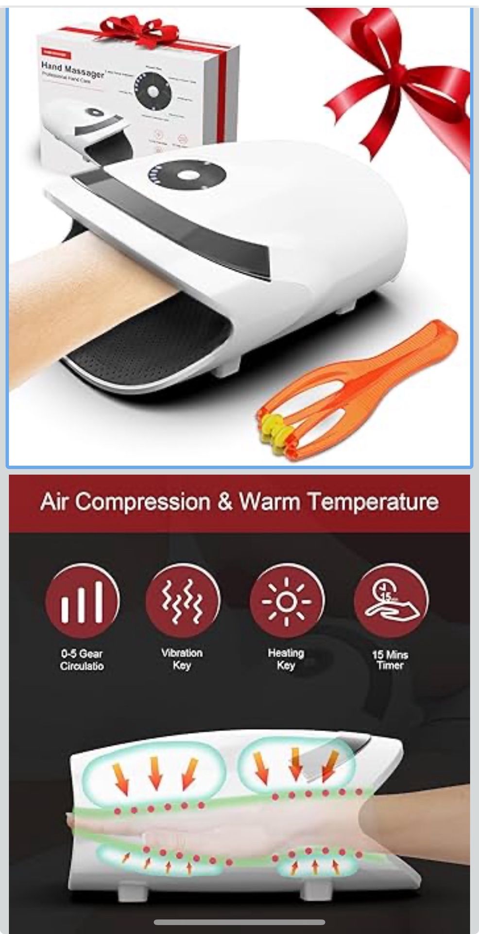 🔥Brand new🔥 Christmas Gifts for Women,White Elephant Gifts for Adults - Hand Massager with Compression & Heating,Electric Hand Massager for Arthriti
