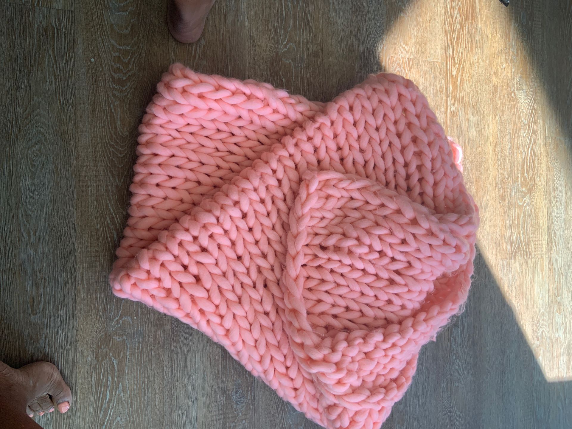 Large Knit Blanket - Pink