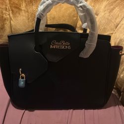 CaseBella Impressions Black Leather Handbag