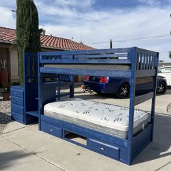 Twin Bunk Bed W/ Mattresses & Dresser! 