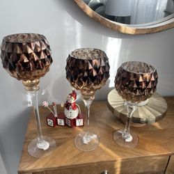 Decoración Glasses/ Candle Holders Set Of 3
