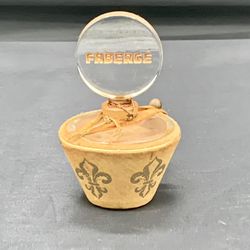 vintage faberge empty perfume Bottle With Glass Stopper Design Flier De Lis 