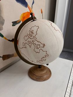 Canvas embroidered world globe