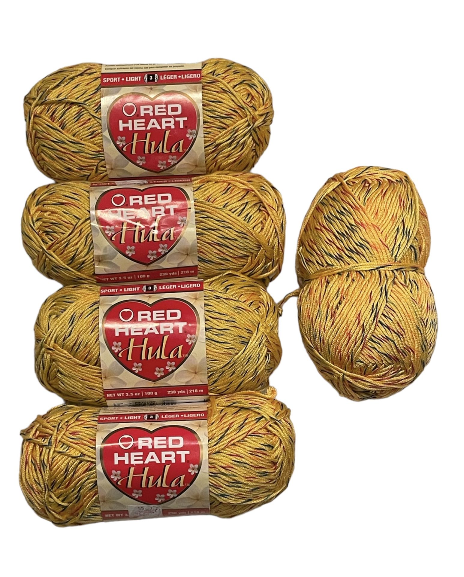 Red Heart HULA Knitting Crochet Yarn, 4 Skeins, 3.5 Oz Each, Lemon Fizz, NEW. 