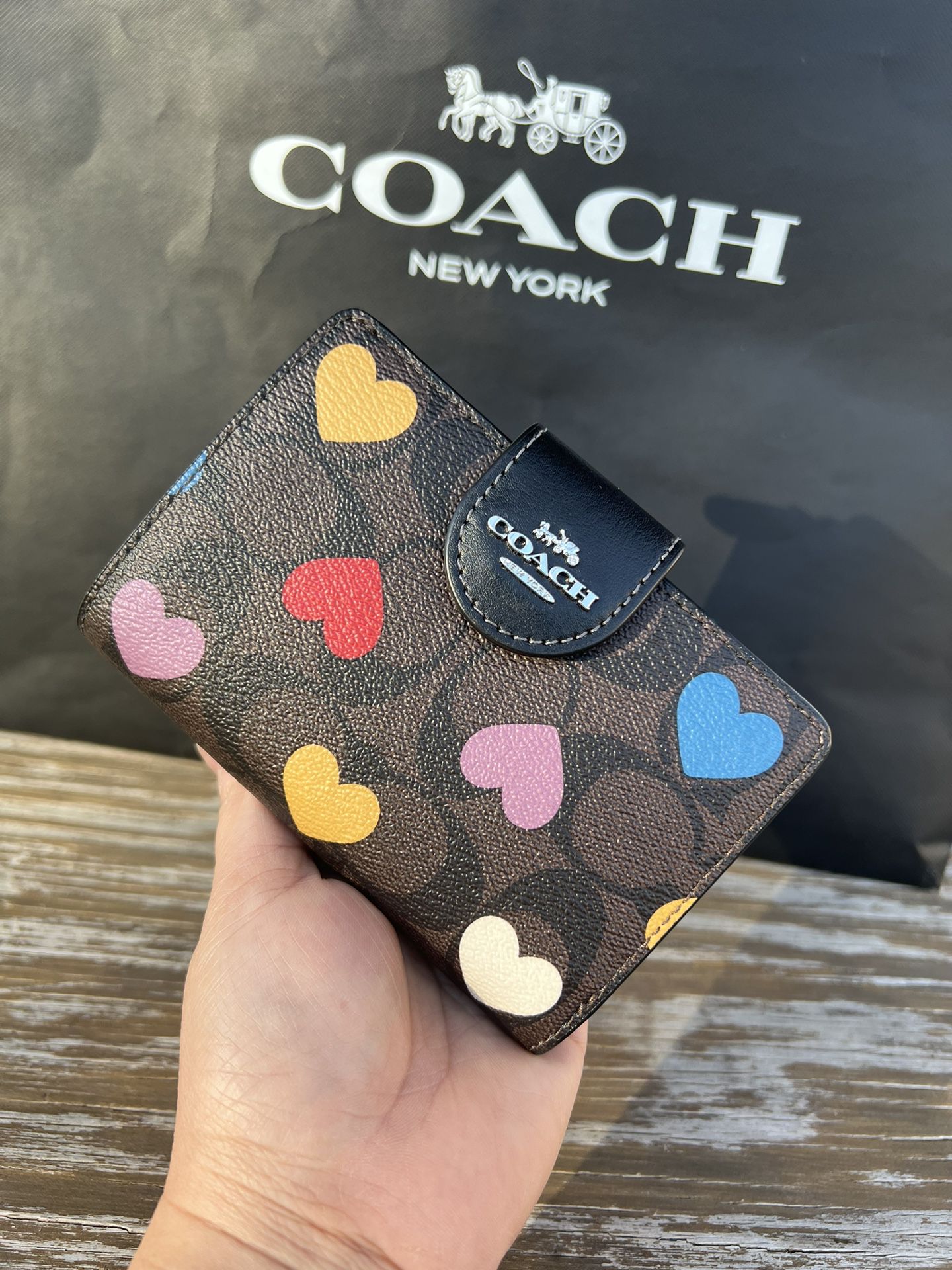 Coach Small Wallet With Heart Print 