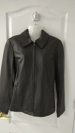 Leather women's jacket small black Margaret Godfrey modern
