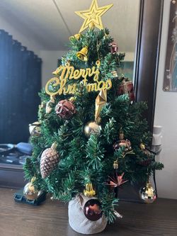 2ft Pre-Lit Tabletop Christmas Tree with Lights & Decorations
