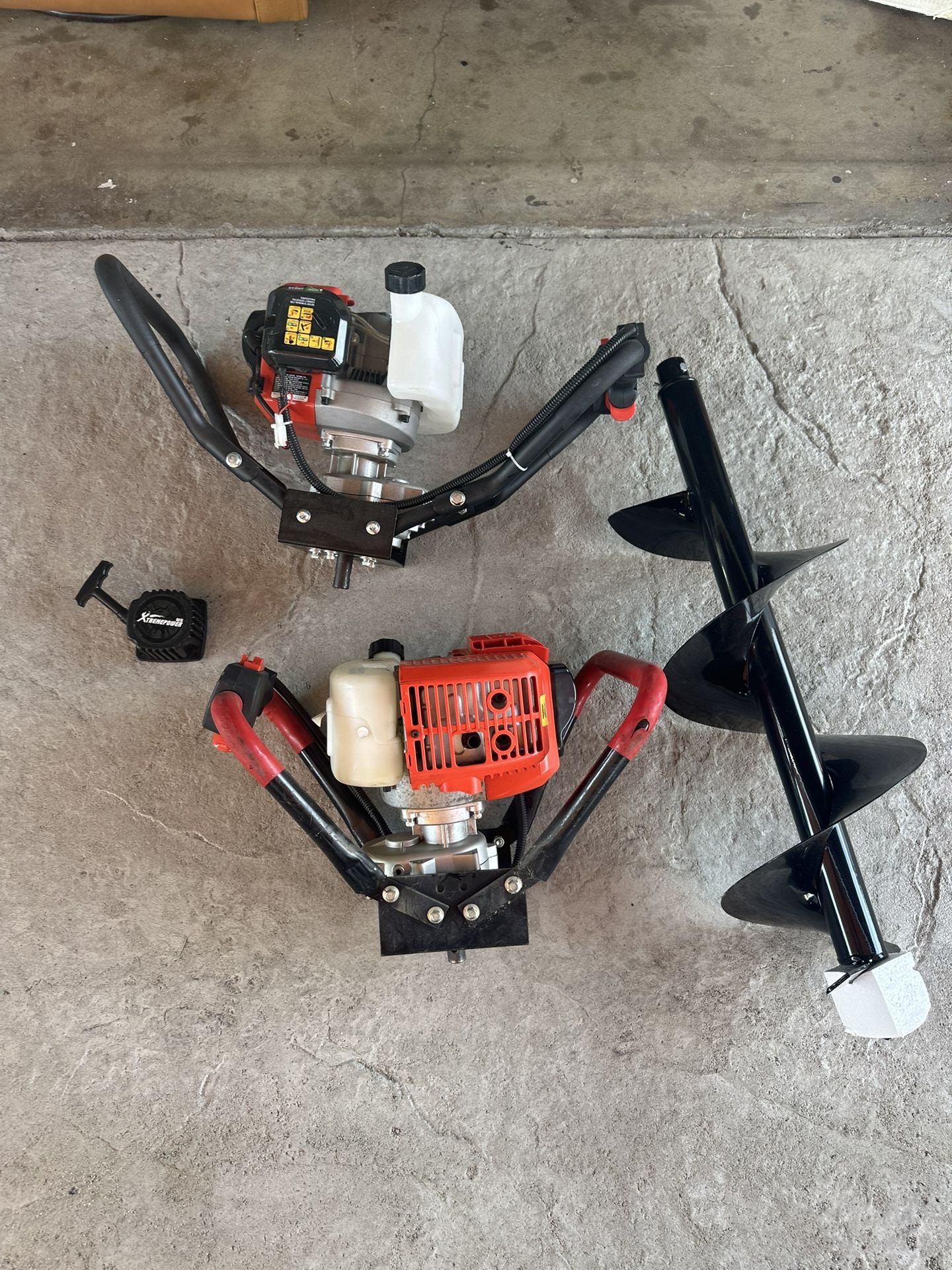 2 new augers,55cc, 1 10” auger bit. 1 auger missing pull start and screws. Both work. Don’t want to mess with them. $100 for all. Pick up only. 