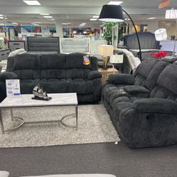 Gorgeous Very Comfortable Sofa&Loveseat With 4x Recliners Available In Light Grey On Sale $1199