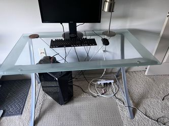 Glass computer desk
