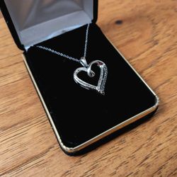 Sterling Silver Diamond Heart Pendant Necklace