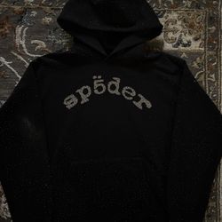 Sp5der Black VVS Rhinestone Hoodie
