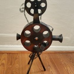 2 Metal Art Pieces. Movie Camera, Director Take. Reels. Bronze Color.  Home Decor. Film. Camera Shop Decor.