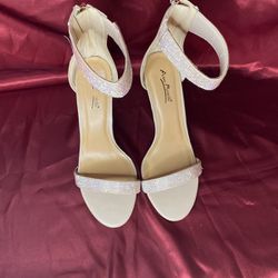 Tan Heels With Crystal Bands