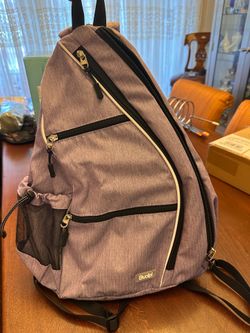 New Pickleball Bag - Backpack; Adjustable Sling Bag w/Fence Hook/Large Capacity/Safety Pocket; Light Purple