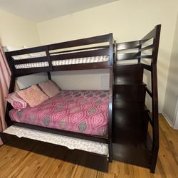 Twin  Bed Over Full Bed With Trundle Twin Bed Under+ Stairs With Storage (no mattress)