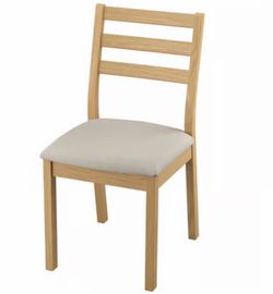 IKEA Wooden Dining Chairs (Set of 2) – Light Oak w/ Cushion Seats