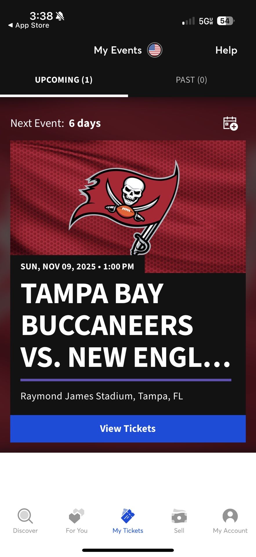 For Sale- 1 Ticket: Tampa Bay Buccaneers vs New England Patriots