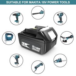 2Pack 6000 mAh 18V Long-Lasting Lithium Battery Replacement for Makita 18V Battery BL1860B BL1850B BL1815 BL1840B BL1815, Compatible with makita 18V C