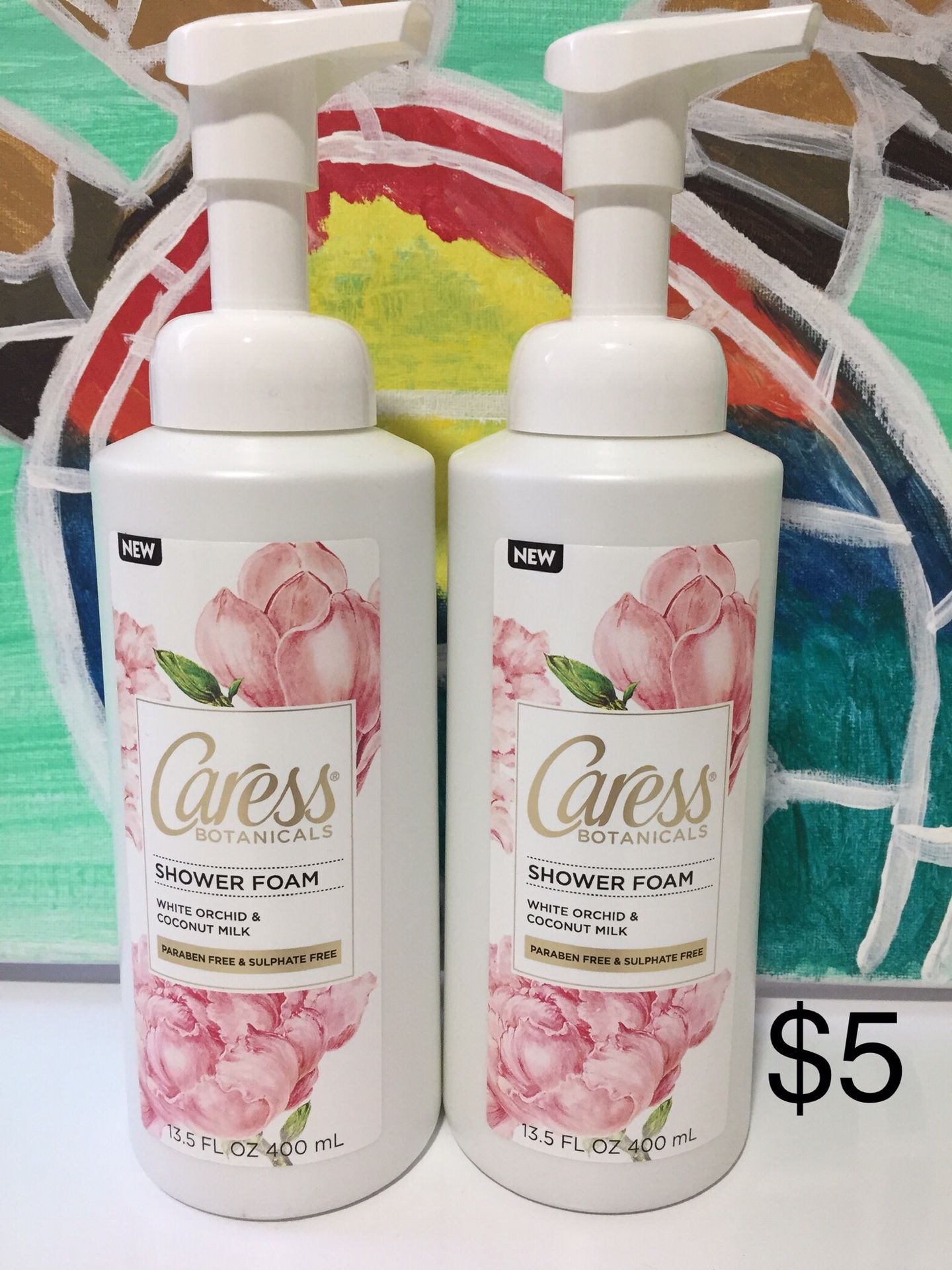 Caress Botanicals Shower Foam White Orchid and Coconut Oil 13.5 oz