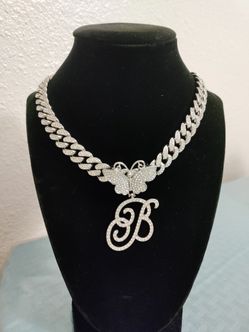 Letter Butterfly Necklace B-C-E-M-N