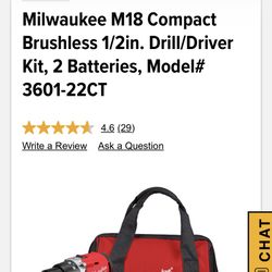 Milwaukee M18 Brushless 1/2 Drill Driver Kit