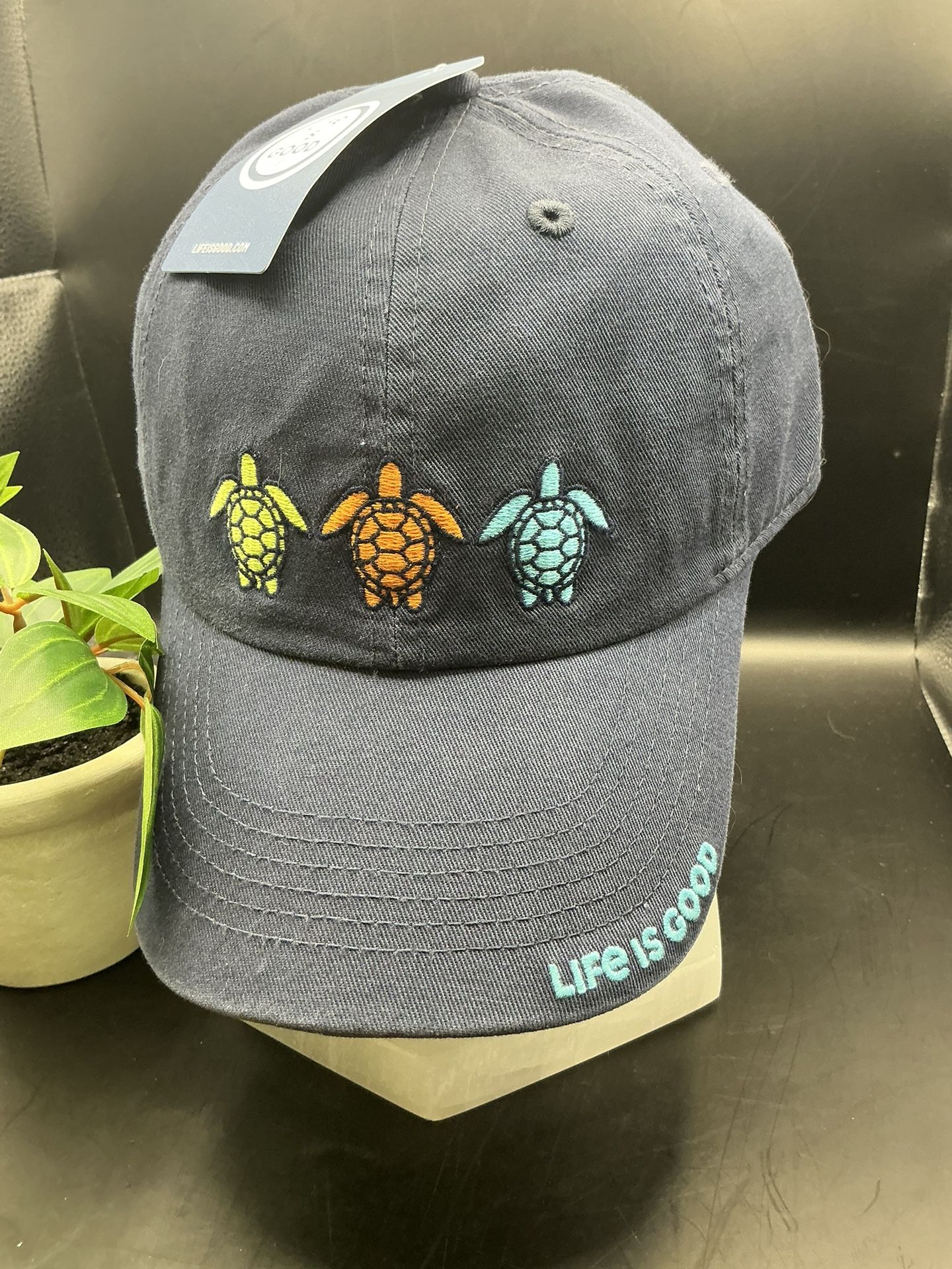 Life Is Good Tres Turtles Chill Cap Adjustable Baseball Hat New Blue