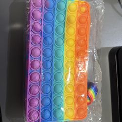 Pop Pencil Case with Rainbow Shoulder Band – Fidget Silicone Bubble Pen and Stationery Bag for Kids and Adults  Keep learning fun and organized with t