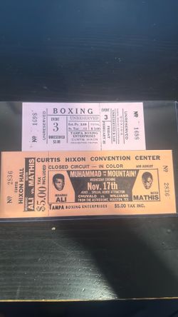 Muhammad Ali and the Mountain Buster Mathis boxing match tickets