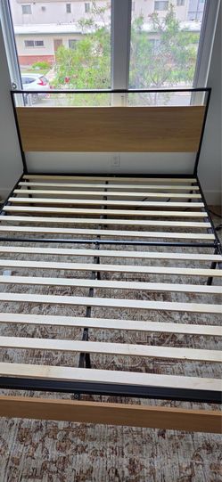 Modern Metal and Wood Platform Bed Frame