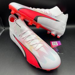New Puma Ultra Pro FG AG Breakthrough Pack White Fire Orchid Mens Soccer Cleats Size 9.5 And 12