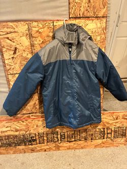 Arctic Bear Blue and Gray Zip-Up Winter Jacket with Hood