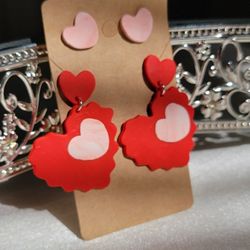 Handmade Heart Polymer Clay Earrings- NEW- CHEAPER