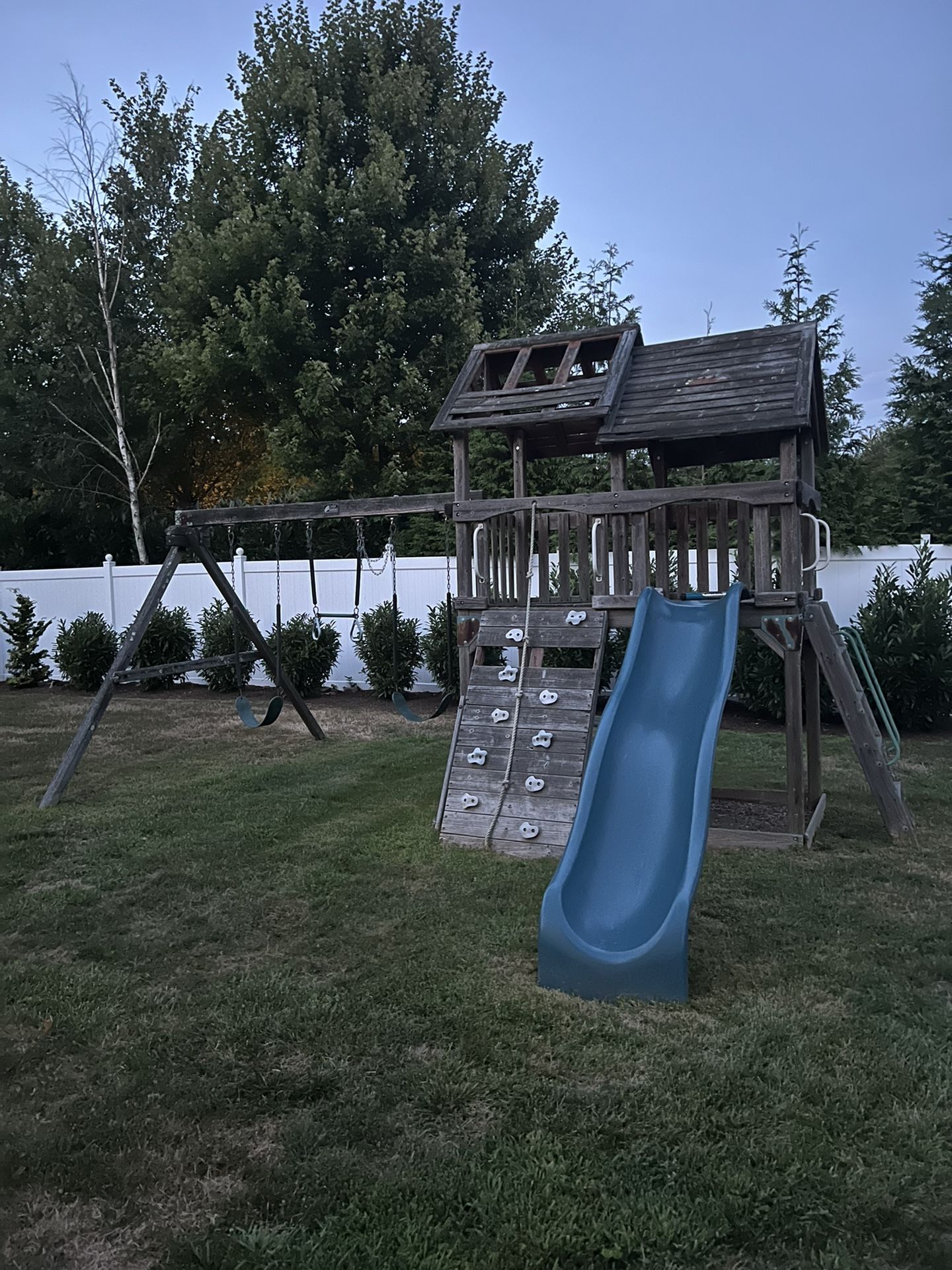 Wooden Swing Set Slide With Bench