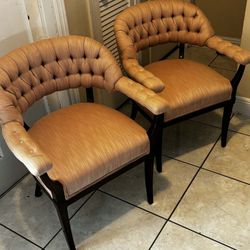 Pair Of Vintage Style Tub Chairs Horseshoe-Shaped