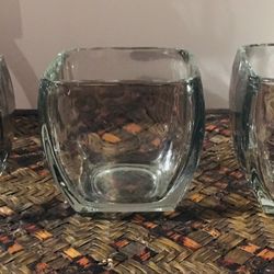 Set of 3 heavy glass dishes/candle holders