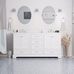 Harper 72" Double Bathroom Vanity with Engineered Marble Top $520 