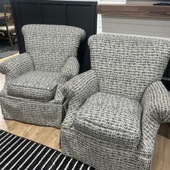 Pair Of Black And White Accent Chairs 