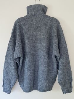 London Fog Blue/Grey Zip Front Cardigan w/Pockets, Size L - Made